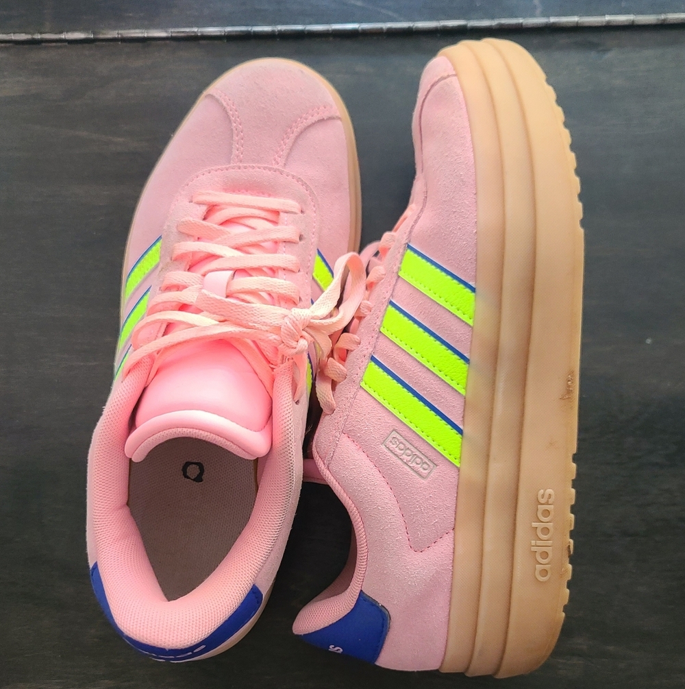 Hot Pink Adidas VL Court Bold Sneakers Kids 5 Womens 6.5 Platform Sneakers